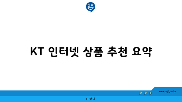 KT 인터넷 상품 추천 요약