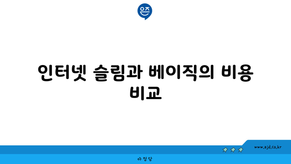 인터넷 슬림과 베이직의 비용 비교