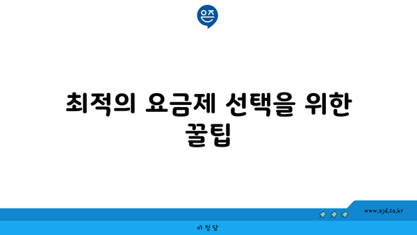 최적의 요금제 선택을 위한 꿀팁