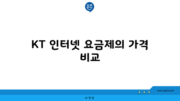 KT 인터넷 요금제의 가격 비교