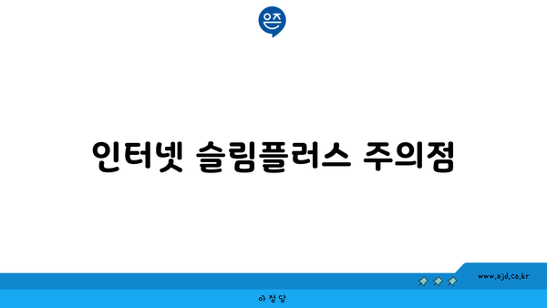 인터넷 슬림플러스 주의점