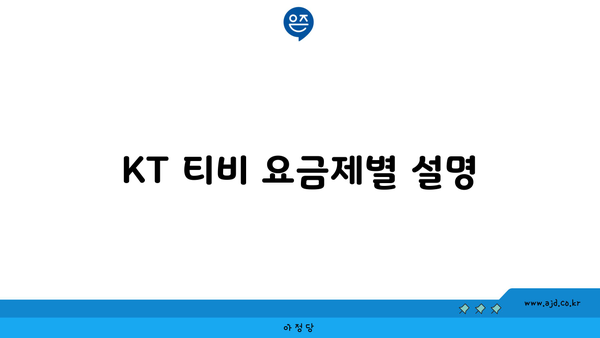 KT 티비 요금제별 설명