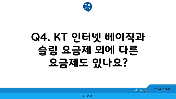 Q4. KT 인터넷 베이직과 슬림 요금제 외에 다른 요금제도 있나요?