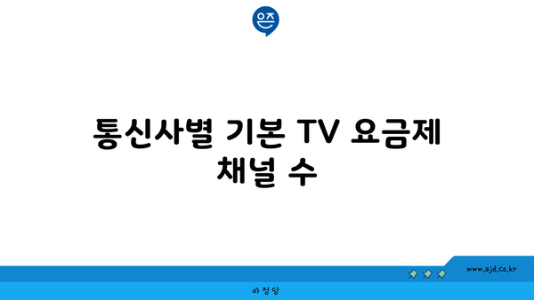 통신사별 기본 TV 요금제 채널 수