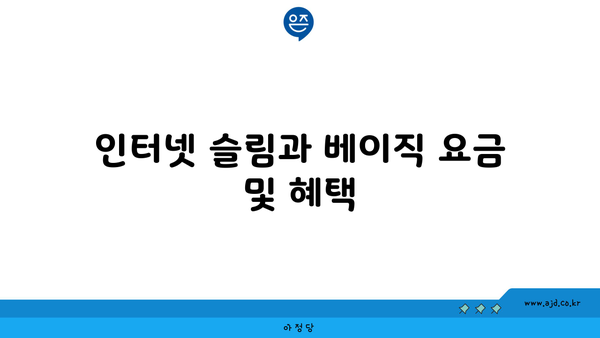 인터넷 슬림과 베이직 요금 및 혜택