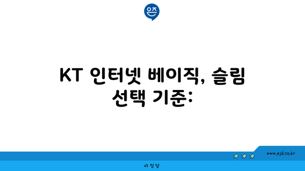 KT 인터넷 베이직, 슬림 선택 기준: