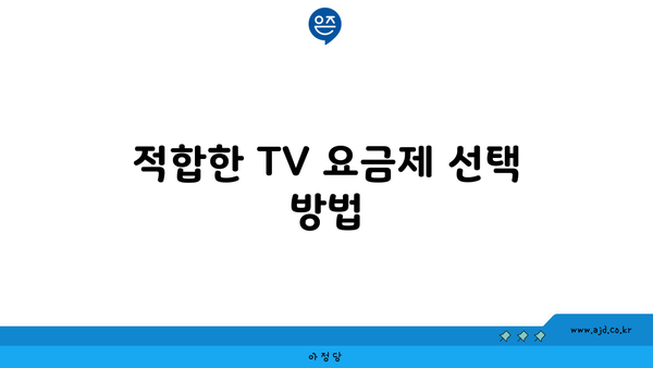 적합한 TV 요금제 선택 방법