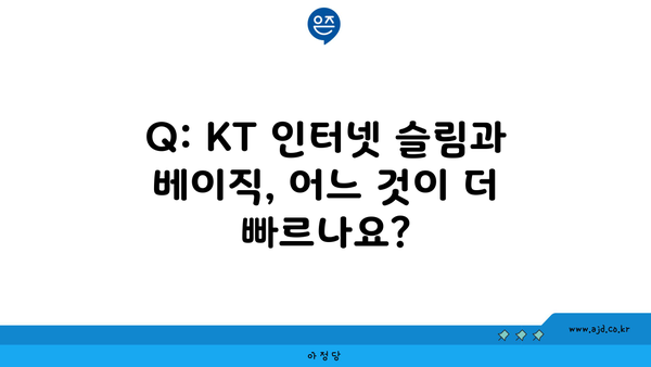 Q: KT 인터넷 슬림과 베이직, 어느 것이 더 빠르나요?