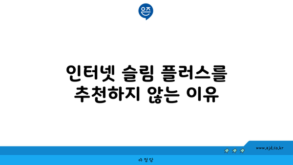 인터넷 슬림 플러스를 추천하지 않는 이유