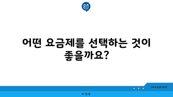 어떤 요금제를 선택하는 것이 좋을까요?