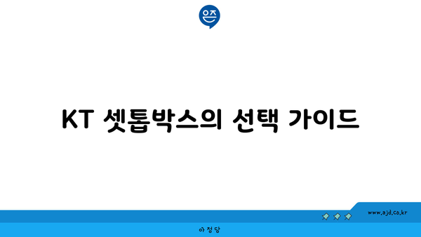 KT 셋톱박스의 선택 가이드