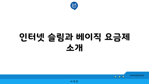 인터넷 슬림과 베이직 요금제 소개