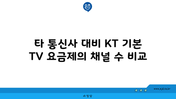 타 통신사 대비 KT 기본 TV 요금제의 채널 수 비교