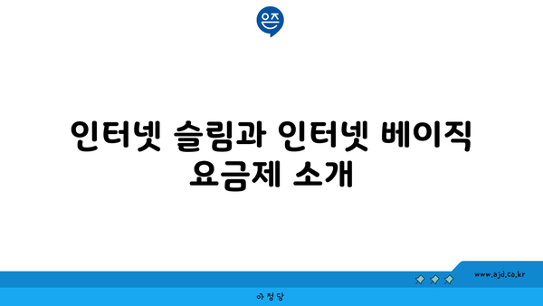 인터넷 슬림과 인터넷 베이직 요금제 소개