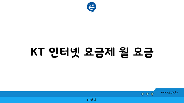 KT 인터넷 요금제 월 요금