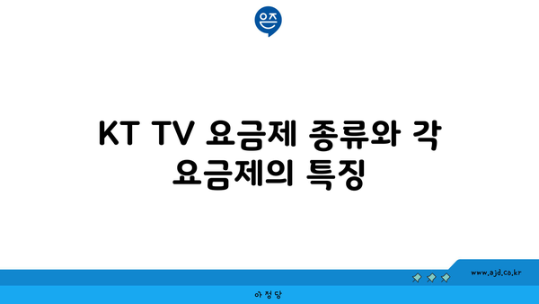 KT TV 요금제 종류와 각 요금제의 특징