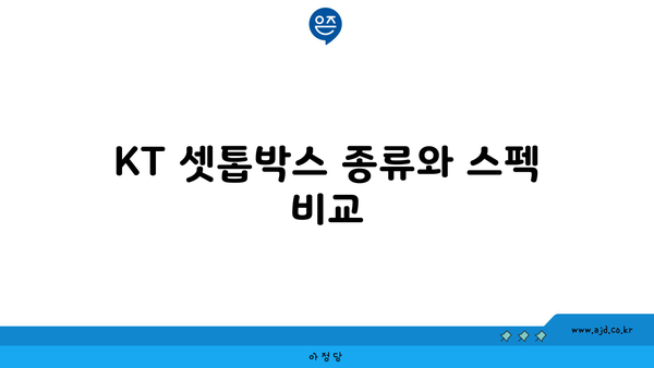 KT 셋톱박스 종류와 스펙 비교