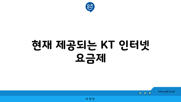 현재 제공되는 KT 인터넷 요금제