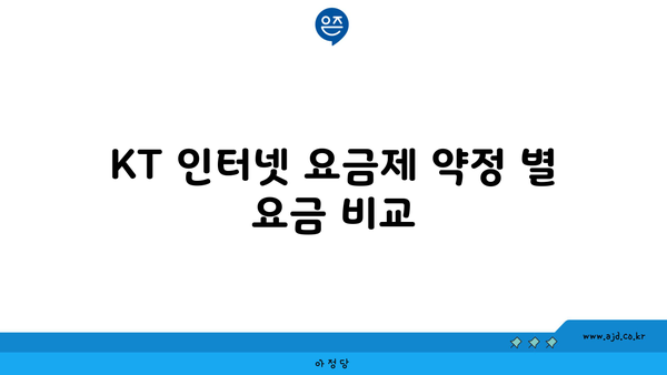 KT 인터넷 요금제 약정 별 요금 비교