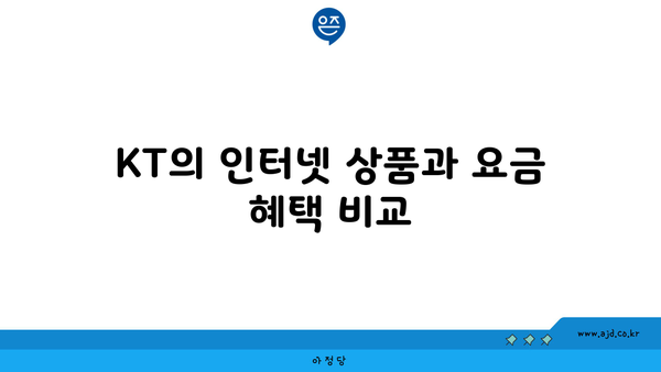 KT의 인터넷 상품과 요금 혜택 비교