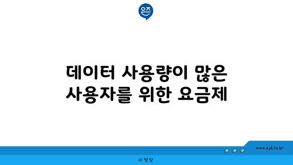 데이터 사용량이 많은 사용자를 위한 요금제