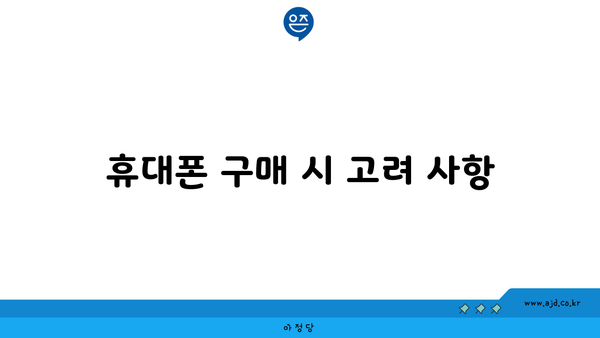 휴대폰 구매 시 고려 사항