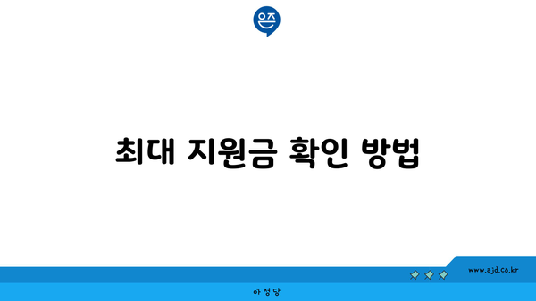 최대 지원금 확인 방법