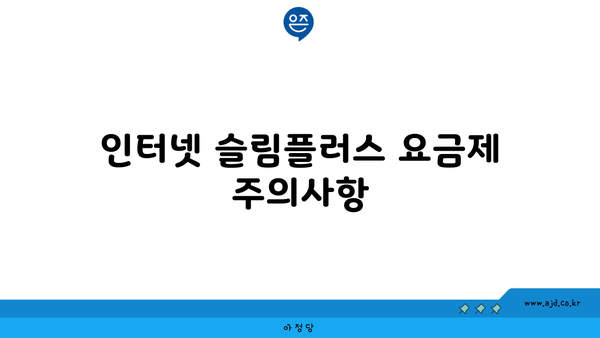 인터넷 슬림플러스 요금제 주의사항