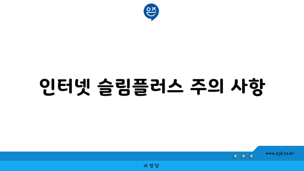 인터넷 슬림플러스 주의 사항