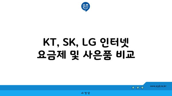 KT, SK, LG 인터넷 요금제 및 사은품 비교